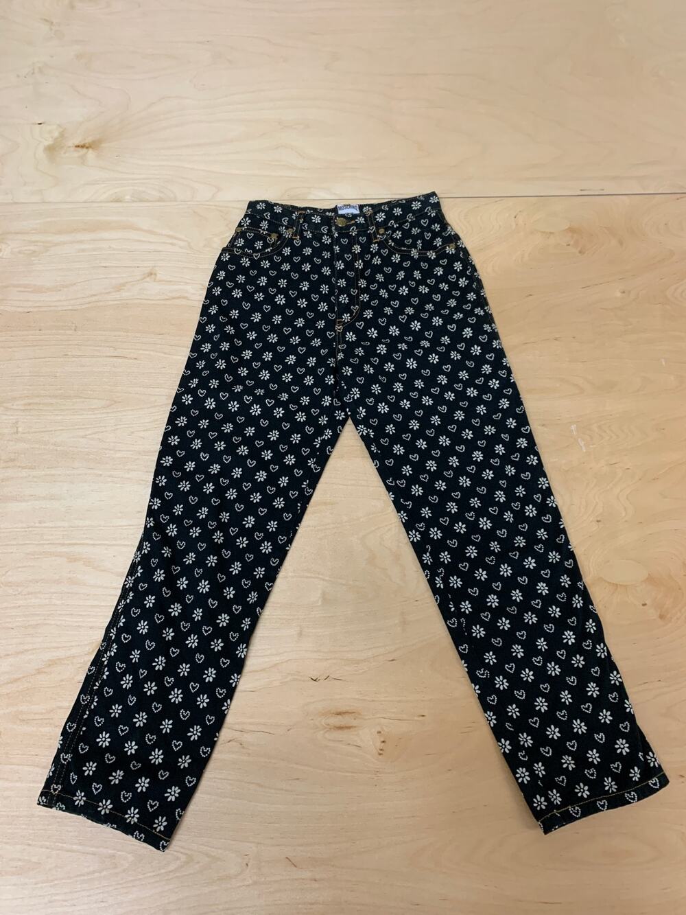 Moschino Women's Printed Twill Hearts Straight-Cut Jean Pants Sz 29